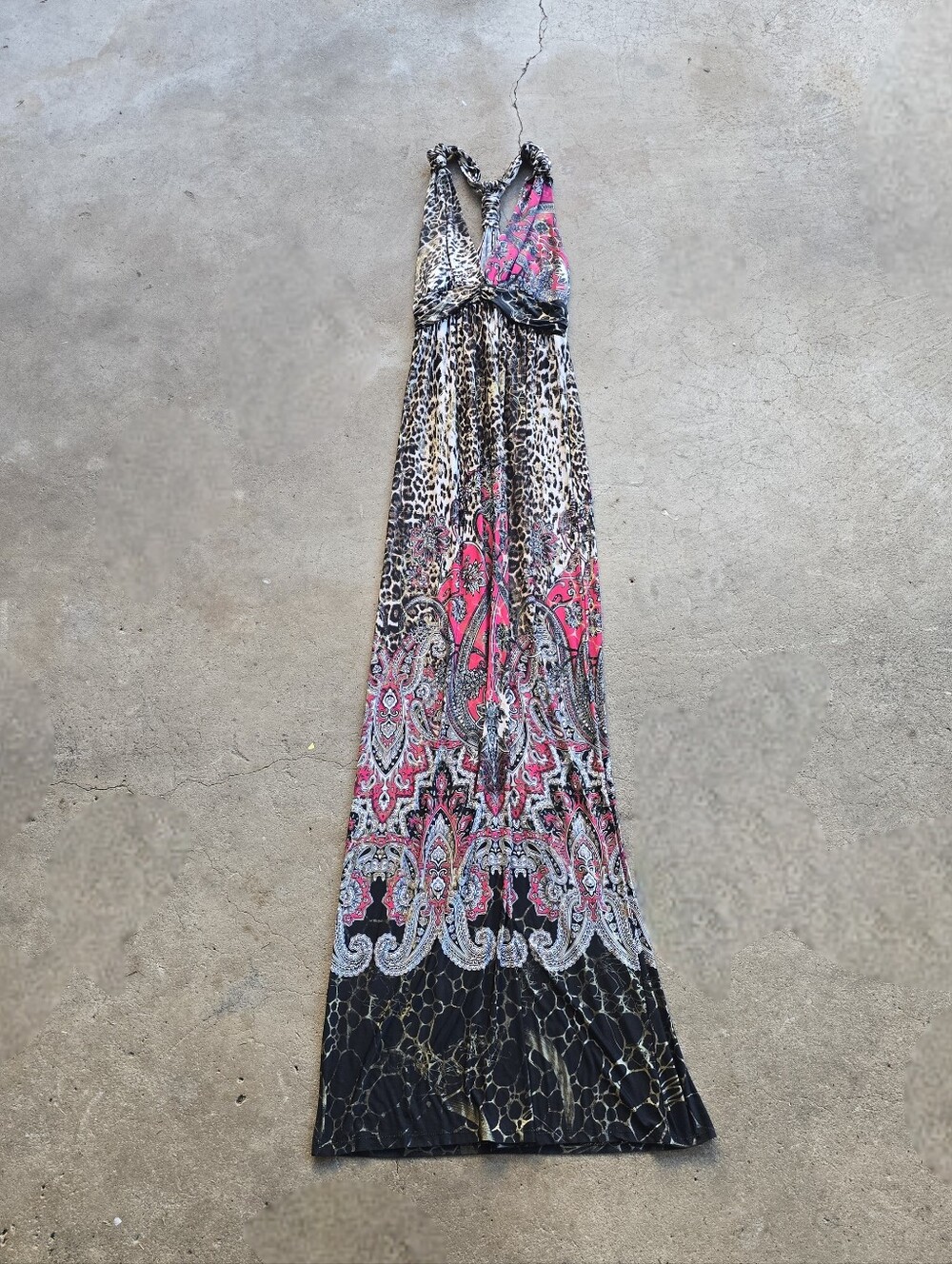 vtg y2k leopard Paisley good summer maxi dress
